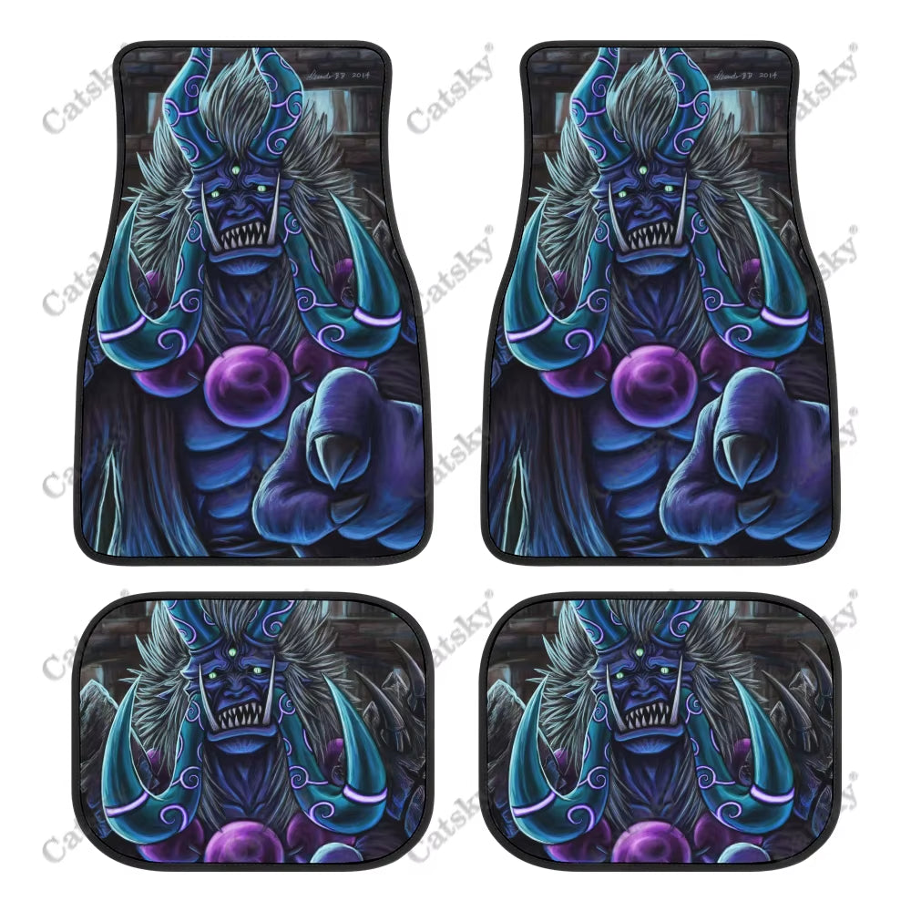 Oni Demon Art Print Car Floor Mat - Japanese Kanji Design for Stylish Teen Car Accessories in Purple
