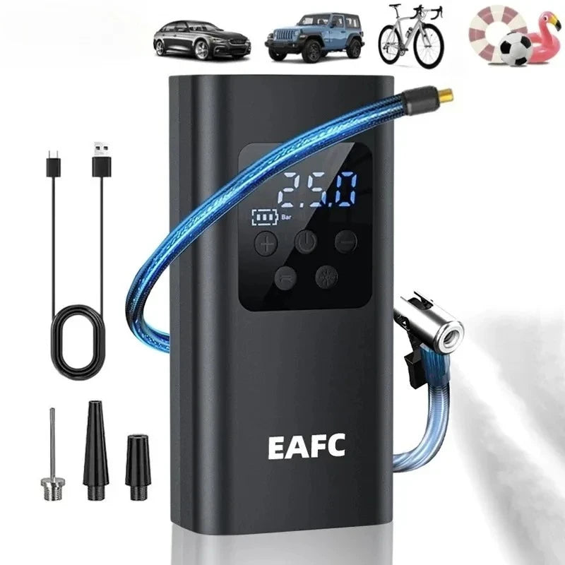 EAFC Air Compressor Air Pump Car Portable Tyre Inflator Wireless/Wired Pump 150PSI Air Compressor for Car Motorcycles Bike