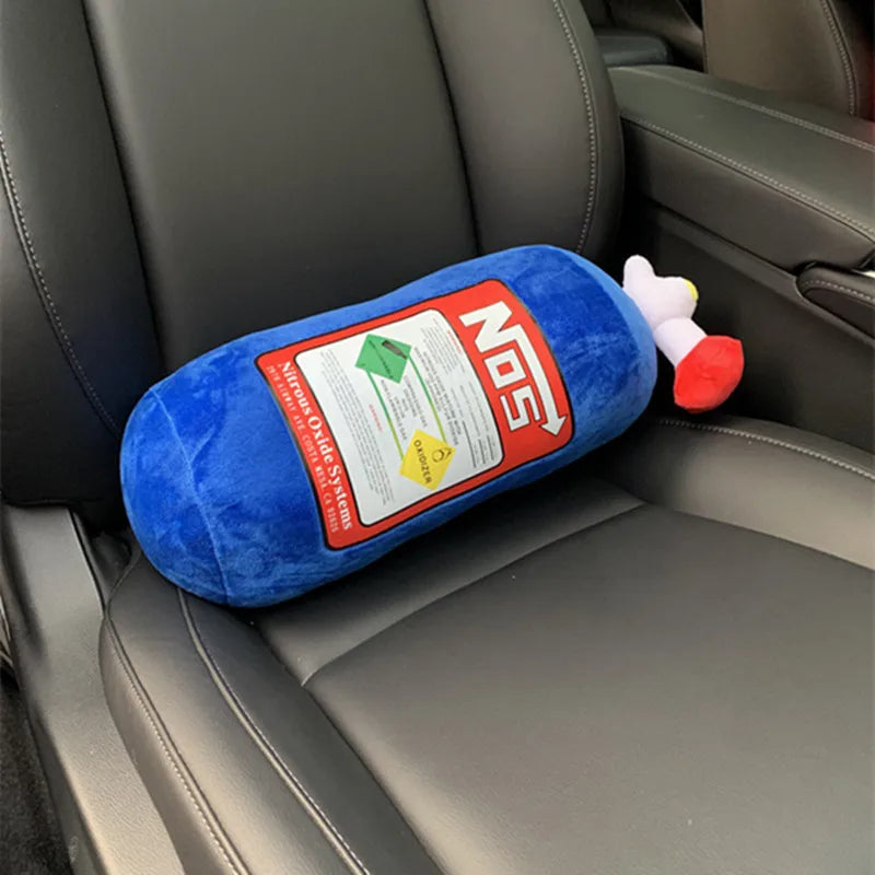 Car Seat Neck Pillow and Waist Cushion - Creative Plush Headrest in Nitrogen Cylinder Shape, Premium Car Accessories