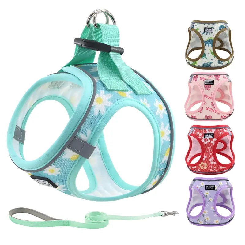 Adjustable Reflective Dog Harness and Leash Set - Durable and Breathable Safety Gear for Outdoor Walking - Pet Accessories for Dogs and Cats