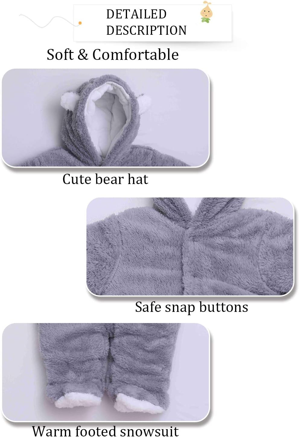 XMWEALTHY Unisex Baby Clothes Winter Coats Cute Newborn Infant Jumpsuit Snowsuit Bodysuits Registry for Baby Essentials Stuff