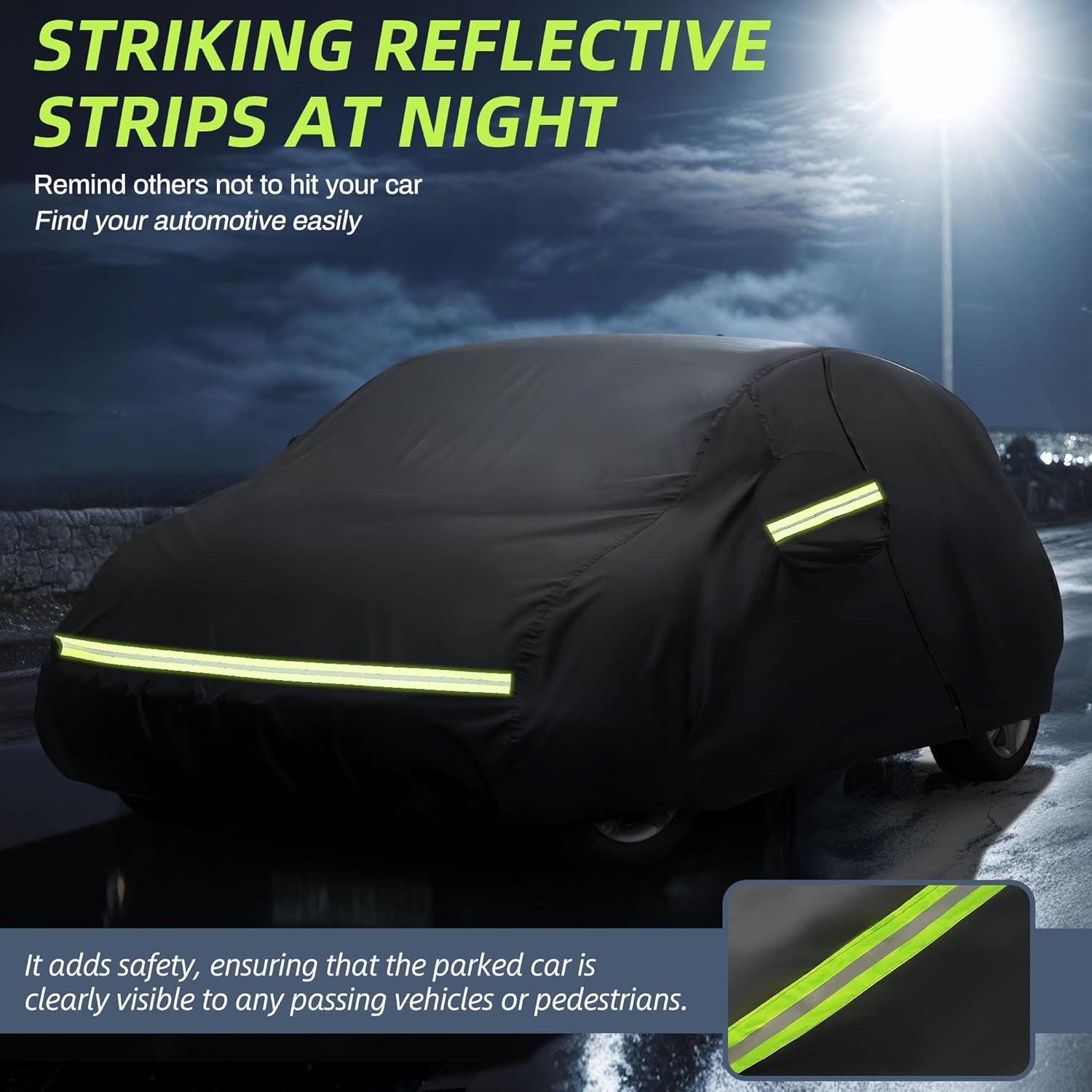 Premium Waterproof Car Cover for 1960-1980 Beetle Bug Sedan - All Weather Protection with Zipper & Windproof Bands - Black
