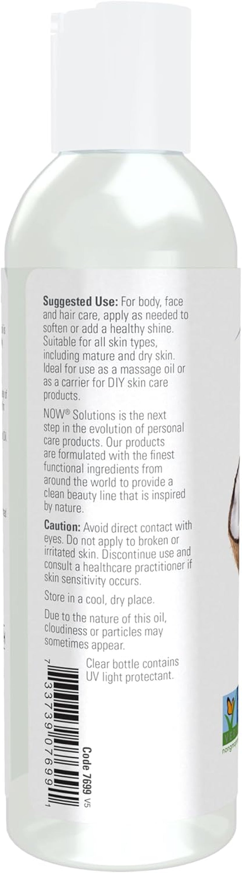 NOW Foods Solutions, Liquid Coconut Oil, Light and Nourishing, Promotes Healthy-Looking Skin and Hair, 4-Ounce