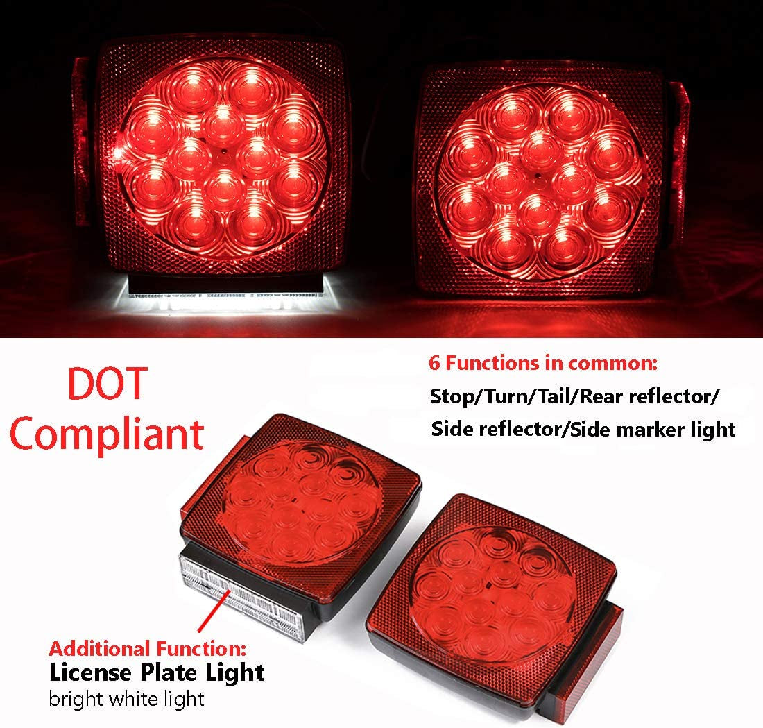 CZC AUTO 12V Waterproof Submersible LED Trailer Tail Light Kit for Boats and Utility Trailers Under 80 Inches