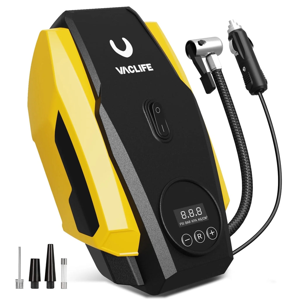 Vaclife 12V DC Tire Inflator, Auto Shutoff Air Compressor Portable, Constant Power, Faster Inflation, 160 Psi, for Car, Bikes, Sports Balls, Inflatable Toys