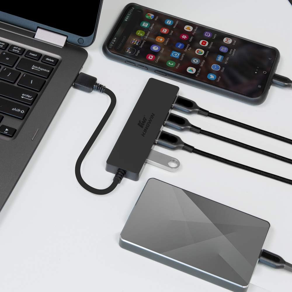 Ultra Slim Kingwin 4-Port USB 3.0 Hub - Perfect for Mac, Chromebook, Surface Pro, and More!