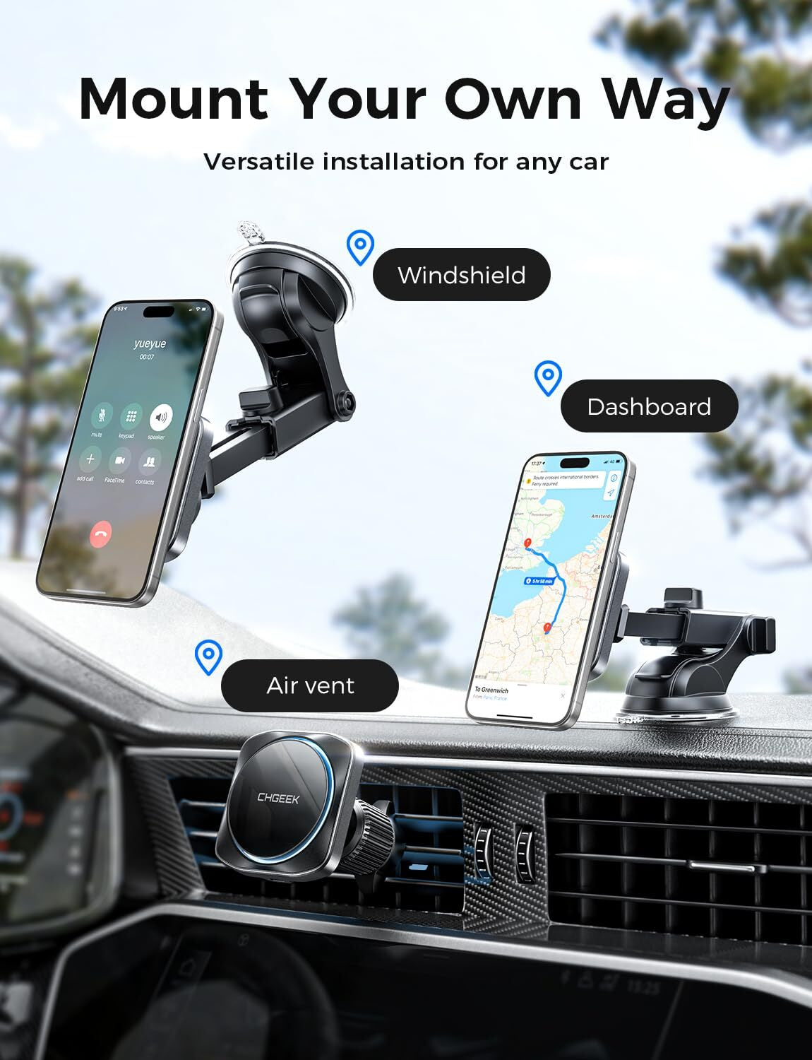 Magsafe Car Charger Mount with Cooling Fan 7.5W Fast Charging Compatible Iphone