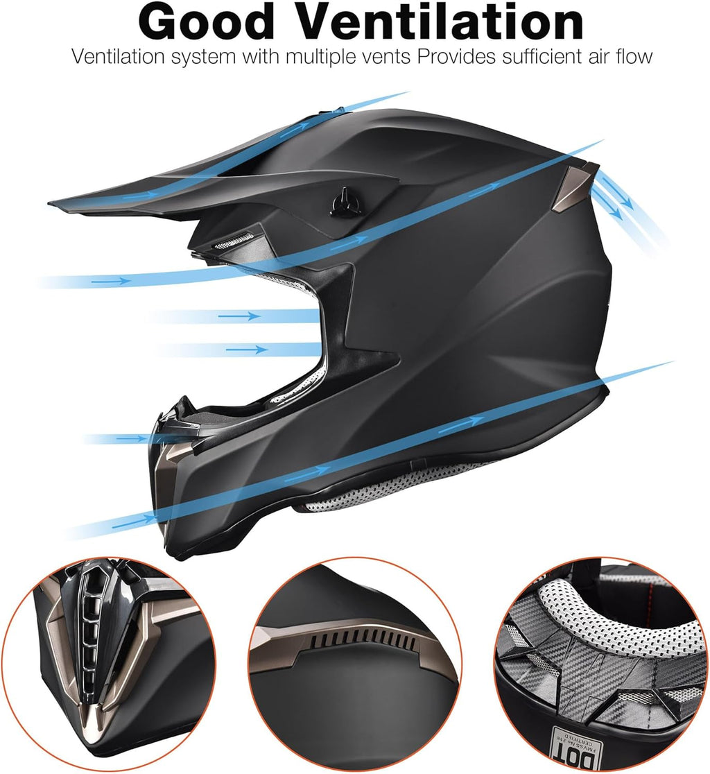 AHR Adult Offroad Dirt Bike Helmet Motocross ATV Dirtbike Outdoor BMX MX Full Face Motorcycle Helmet DOT Approved