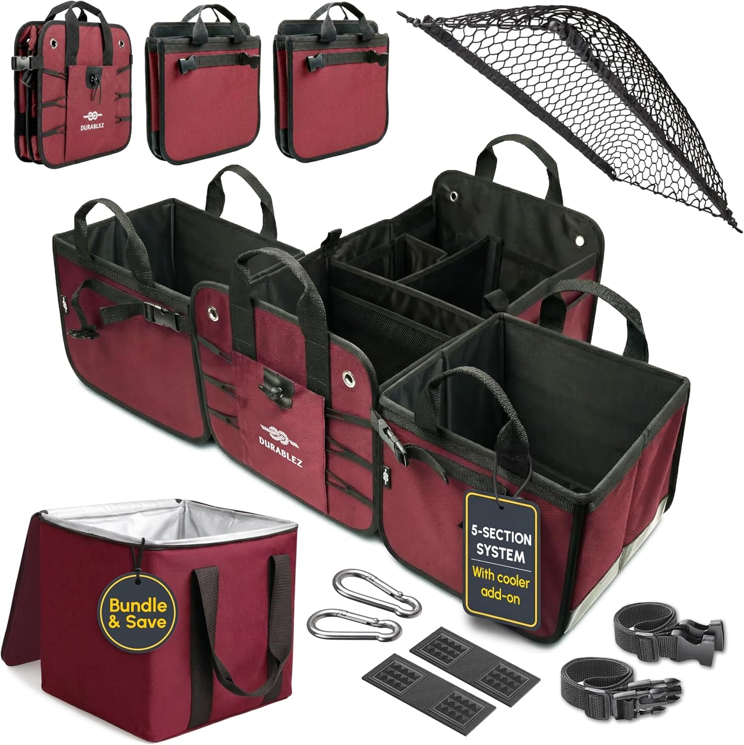 Ultimate XL 3-Section Car Trunk Organizer – Heavy Duty Foldable Cargo Storage Bin with Multi-Compartment Design – Perfect for a Clutter-Free Ride!