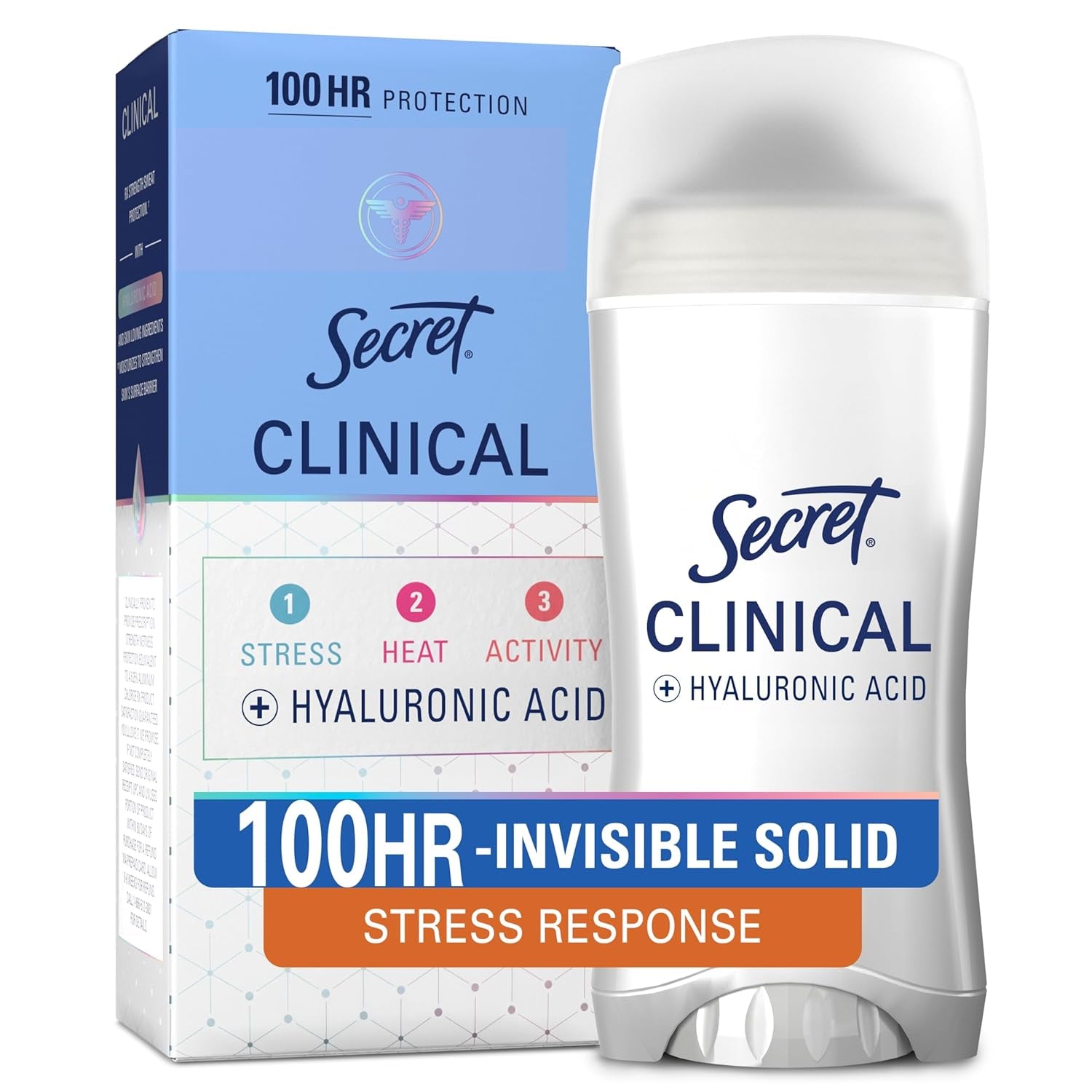Secret Clinical Strength Antiperspirant Deodorant for Women - 100HR Sweat & Odor Protection, 3X Stress Defense, Clean Lavender Scent with Hyaluronic Acid, 2.6 Oz