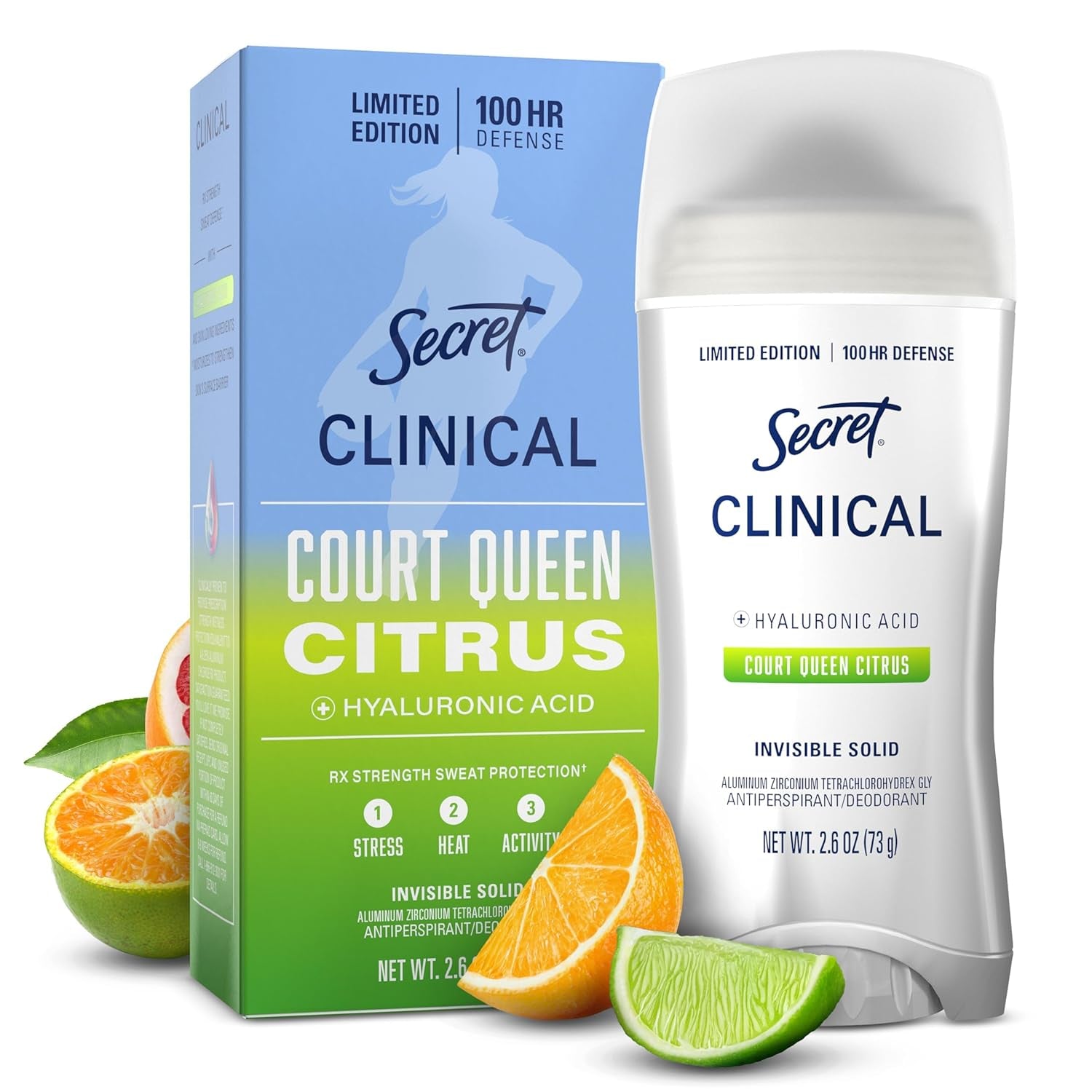 Secret Clinical Strength Antiperspirant Deodorant for Women - 100HR Sweat & Odor Protection, 3X Stress Defense, Clean Lavender Scent with Hyaluronic Acid, 2.6 Oz