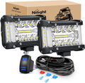 Nilight Marine LED Light Pods Navigation Lights 2PCS 4 Inch White Spot Flood Combo Ponton Boat Deck Dock Lighting for Night Fishing T-Top Stern Yacht Port Sailboat Trucks Tractors