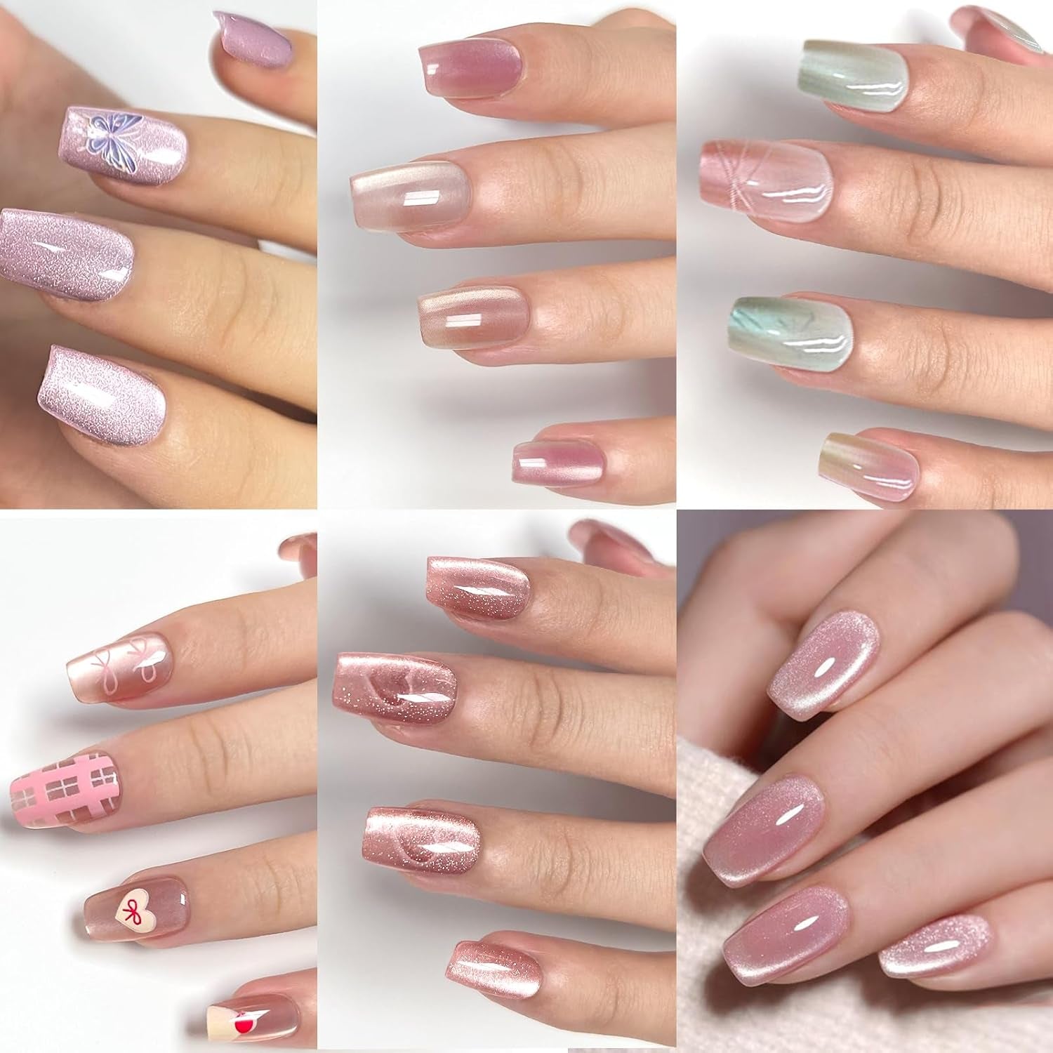 Stylish 6 Pack French Tip Press-On Nails - Almond, Square & Coffin Shapes in Elegant White & Bold Black, Complete with Glue!