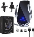 Wireless Car Charger Car Phone Holder Mount Wireless Charging 15W Fast Charging Auto Clamping Car Charger Phone Mount Holder Fit for All Android Smartphone(Silver)