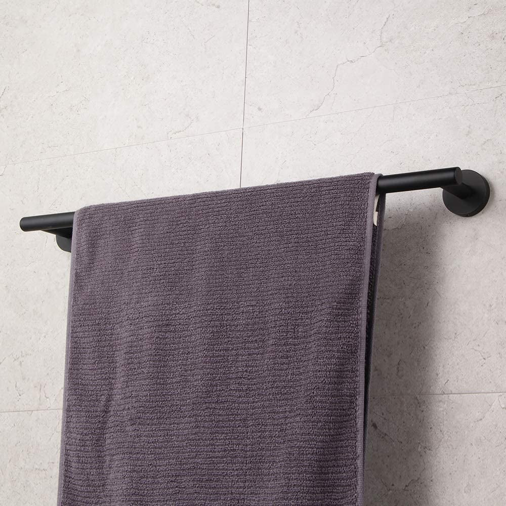 GERZWY 24" Matte Black Stainless Steel Towel Bar - Contemporary Wall Mount for Bathroom & Kitchen