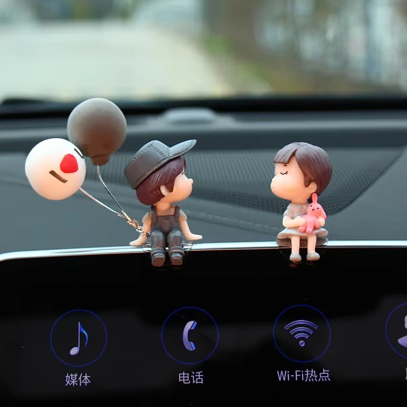 Car Accessories: Cartoon Couple Dolls for Cute Display and Balloon Decoration - Ideal Gifts for Men and Women