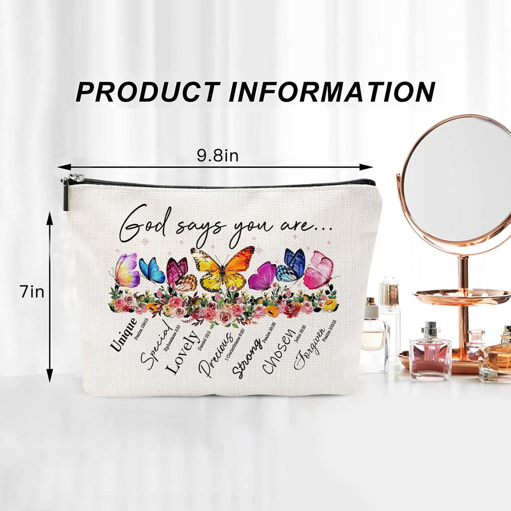 Inspirational "God Says You Are" Cosmetic Bag - Perfect Christian Gift for Women, Mothers, and Sisters - Motivational Travel Pouch with Zipper