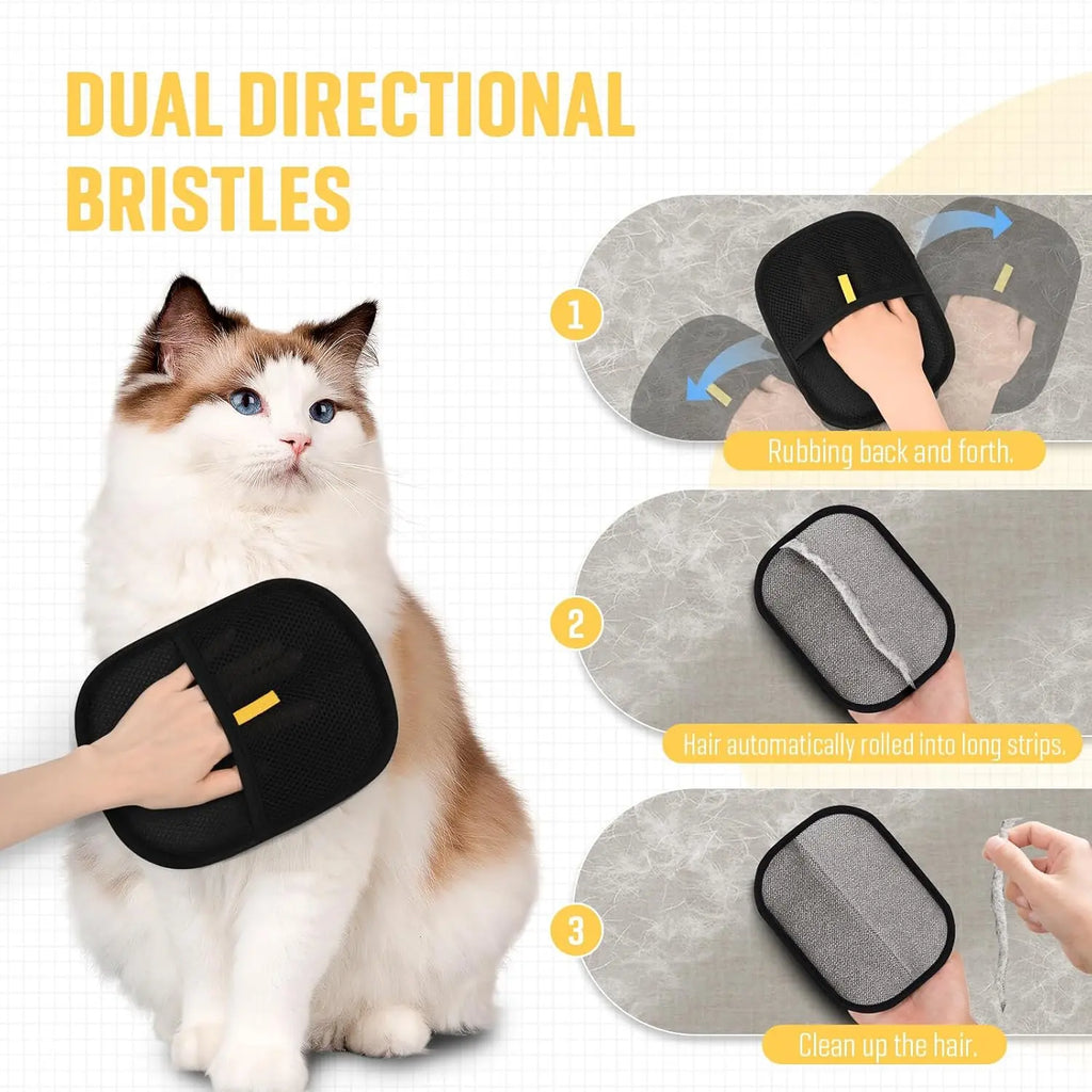 Electrostatic Pet Grooming Glove for Cats and Dogs - Reusable Hair Removal Tool