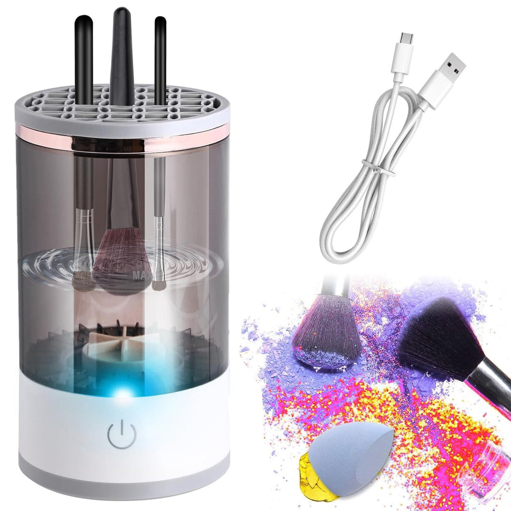 Abnaok Electric Makeup Brush Cleaner - Automatic Brush Cleaning Machine with Mat, Perfect Gift for Women and Wives, Compatible with All Makeup Brush Sizes