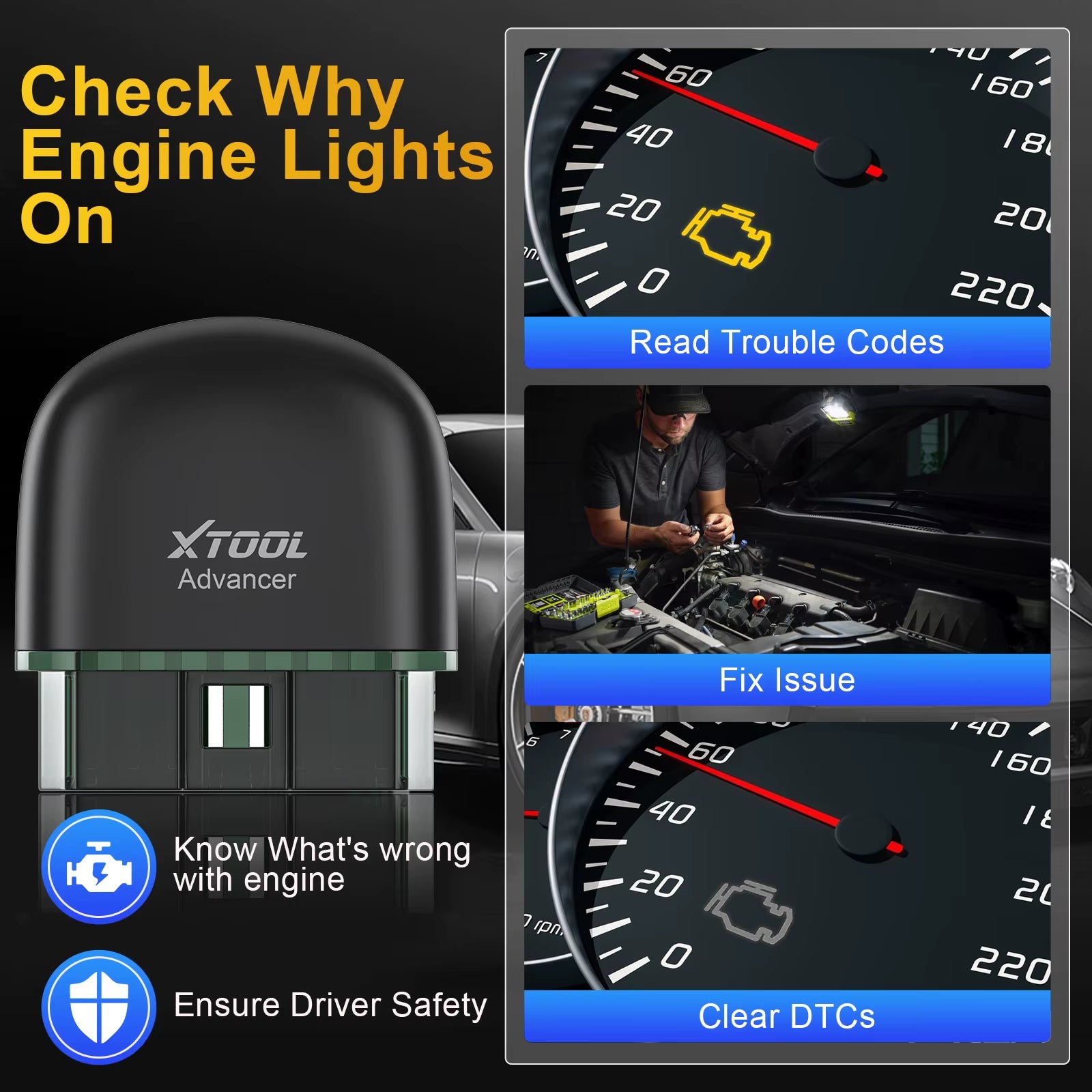 XTOOL AD20 Bluetooth OBD2 Scanner for Engine System Diagnostic Code Reader HUD Display Perfromance Test Lifetime Free Update
