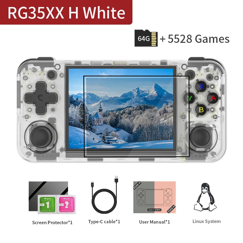 ANBERNIC RG35XX H Handheld Game Console Linux 3.5 Inch IPS Screen H700 Retro Video Games Player 3300Mah 64G 5528 Classic Games