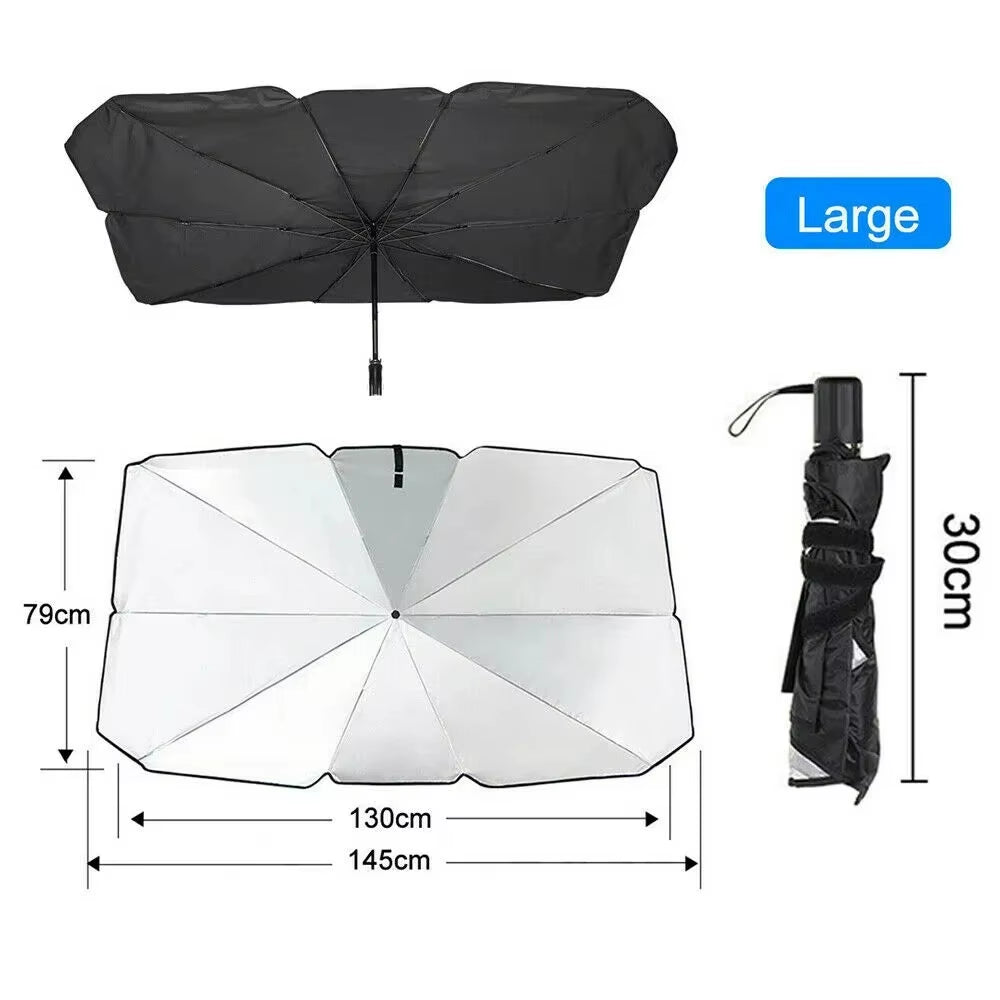 Premium Titanium Silver Front Windshield Sunshade - Thickened UV Protection Folding Accessory for Cars