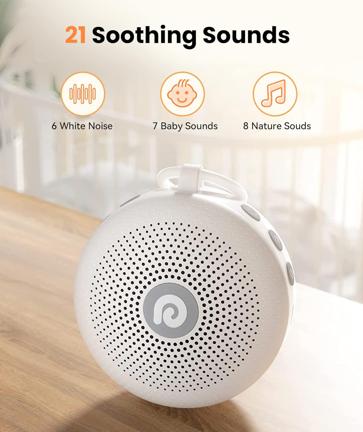 Dreamegg Portable White Noise Machine - 21 Soothing Sounds, Long Battery Life, Perfect for Sleep, Office, Travel & Baby Care