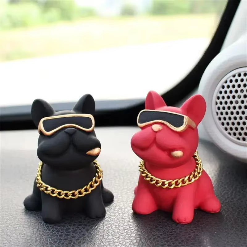 Wear-Resistant Bulldog Car Ornament - Comfortable Resin Dashboard Decoration for Interior Accessories