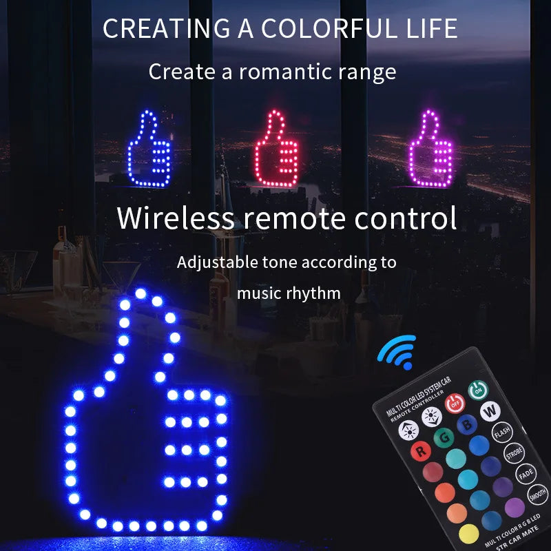 Colorful RGB LED Gesture Light for Vehicles - USB Hand Lamp with Middle Finger Design - Fun Car Accessories
