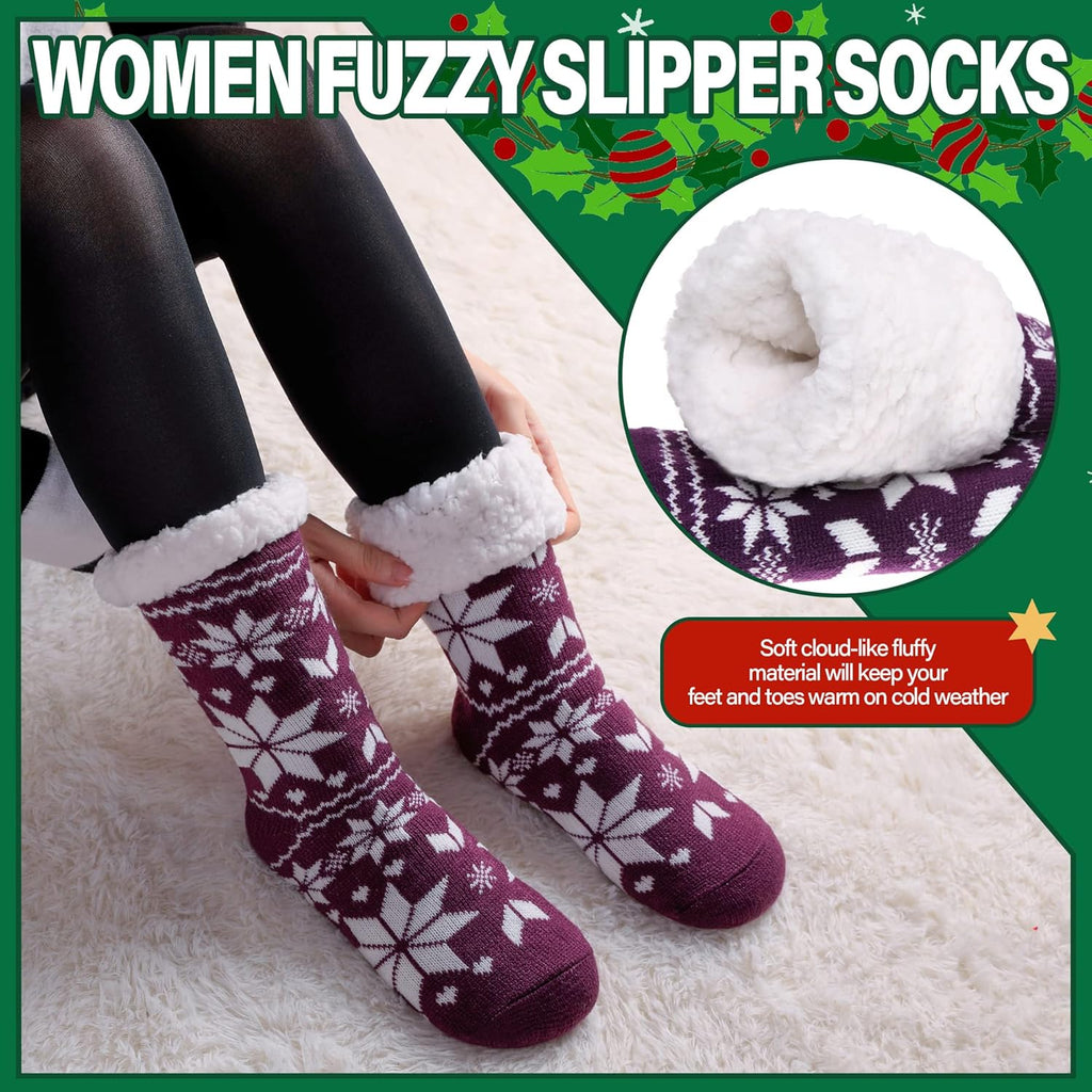 Dosoni Womens Slipper Fuzzy Socks Non Slip Winter Warm Soft Fluffy Cozy Fleece Lining Home Socks