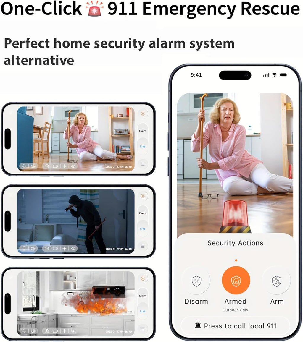 2K Cameras for Home Security, 2.4/5Ghz Wi-Fi 6 Indoor Camera for Dog/Pet/Nanny/Baby with US Phone App, AI Text Recognition, Smart Search, Color Night Vision, Mini Cam 2 Way Talk, Human Detection