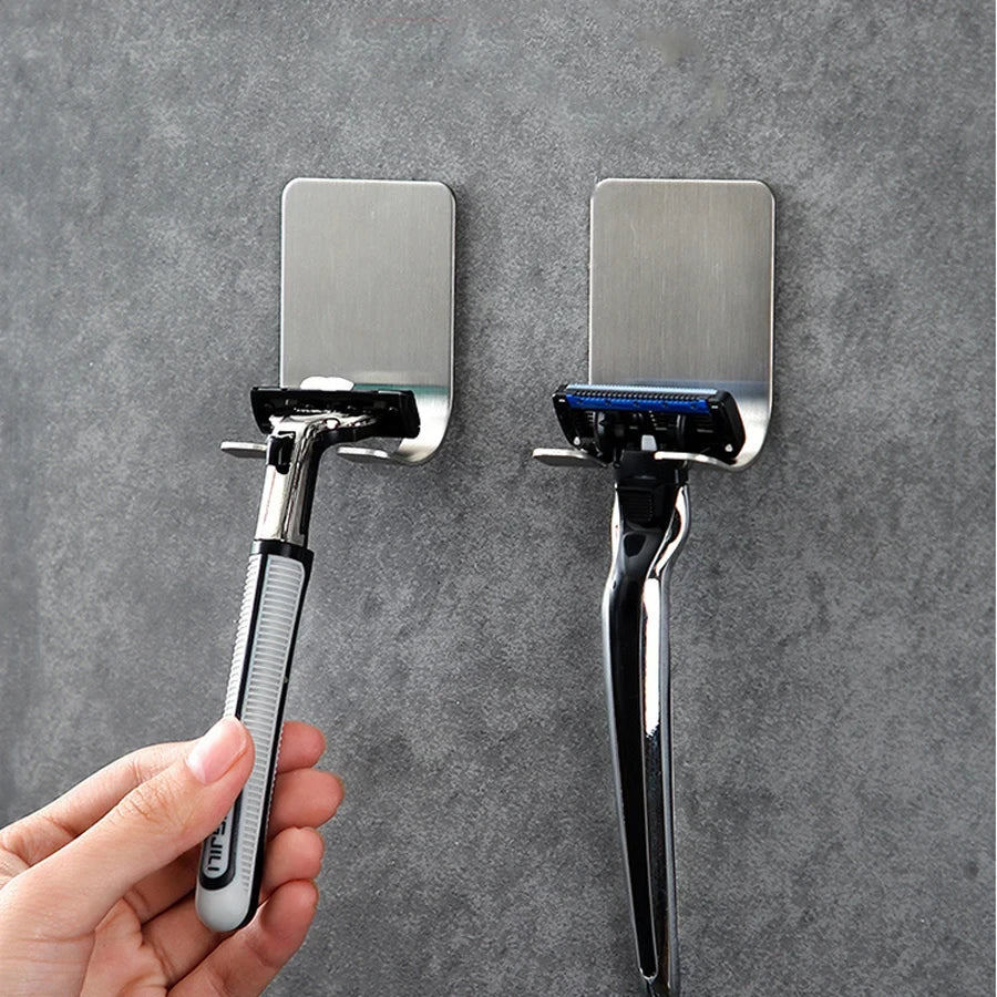 6/2Pcs Razor Holder 304 Stainless Steel Men Shaving Shaver Razor Stand Shelf Shaving Razor Storage Rack Bathroom Hook Organizer