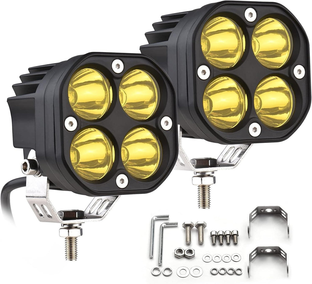 2-Pack 3" 40W Yellow LED Spot Off-Road Light Pods