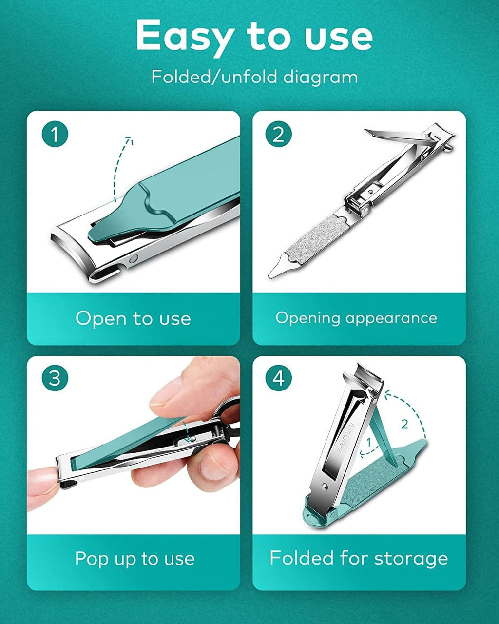 MR.GREEN Ultra Slim Portable Nail Clippers - Medical Grade Stainless Steel Foldable Design for Travel