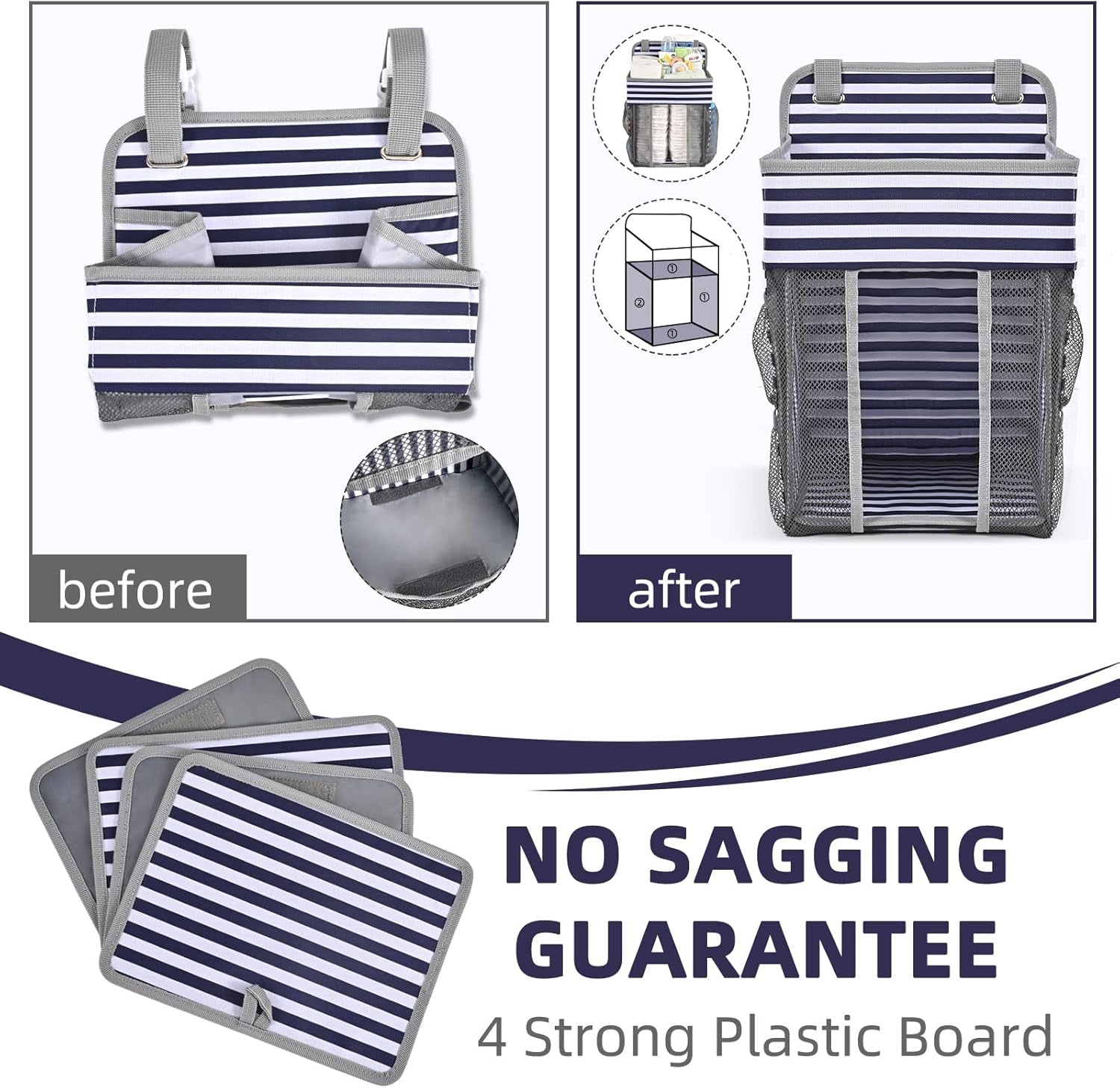 Hanging Diaper Caddy Organizer | Diaper Holder and Crib Organizer| Diaper Stacker for Changing Table, Crib, Wall & Bassinet