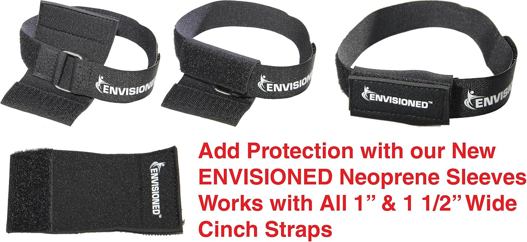 Premium 8-Pack Cinch Straps with Stainless Steel Rings - Durable, Reusable, Multipurpose 1" x 30" + 2 Bonus 3/4" x 8" Straps