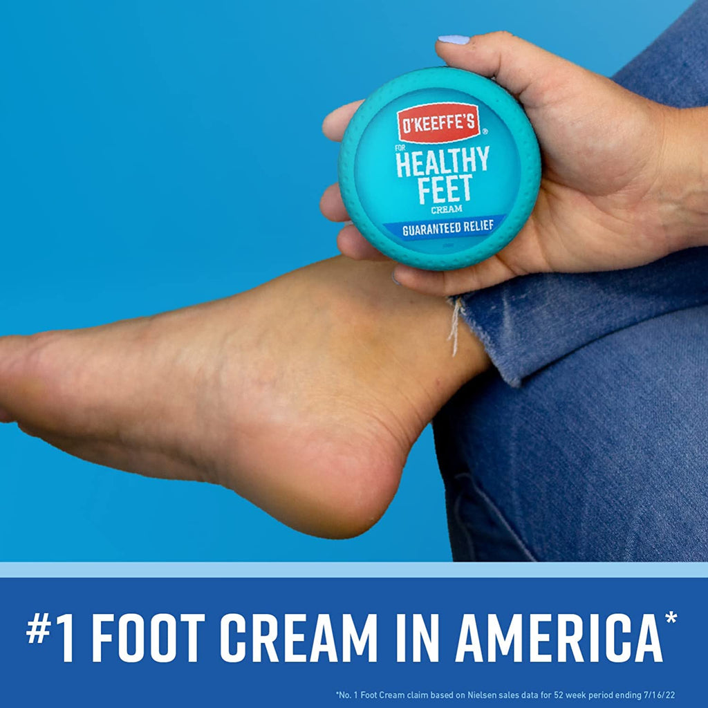 O'Keeffe's Healthy Feet Foot Cream - Ultimate Relief for Dry, Cracked Feet - Instant Moisture Boost - 3.2 oz Jar (Pack of 3)