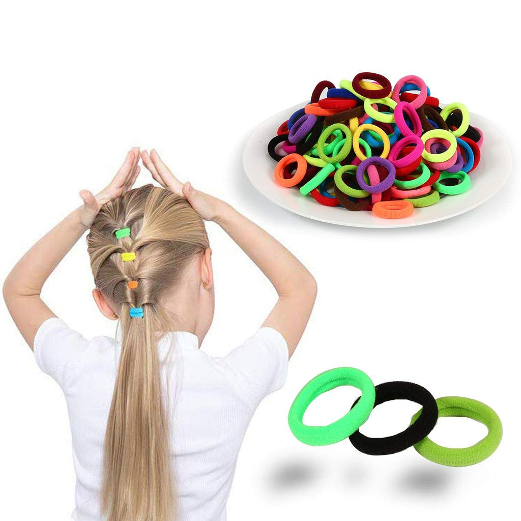 Vibrant QRTVI Baby Hair Ties - Soft Cotton Toddler Ponytail Holders in 15 Colors for Girls and Kids