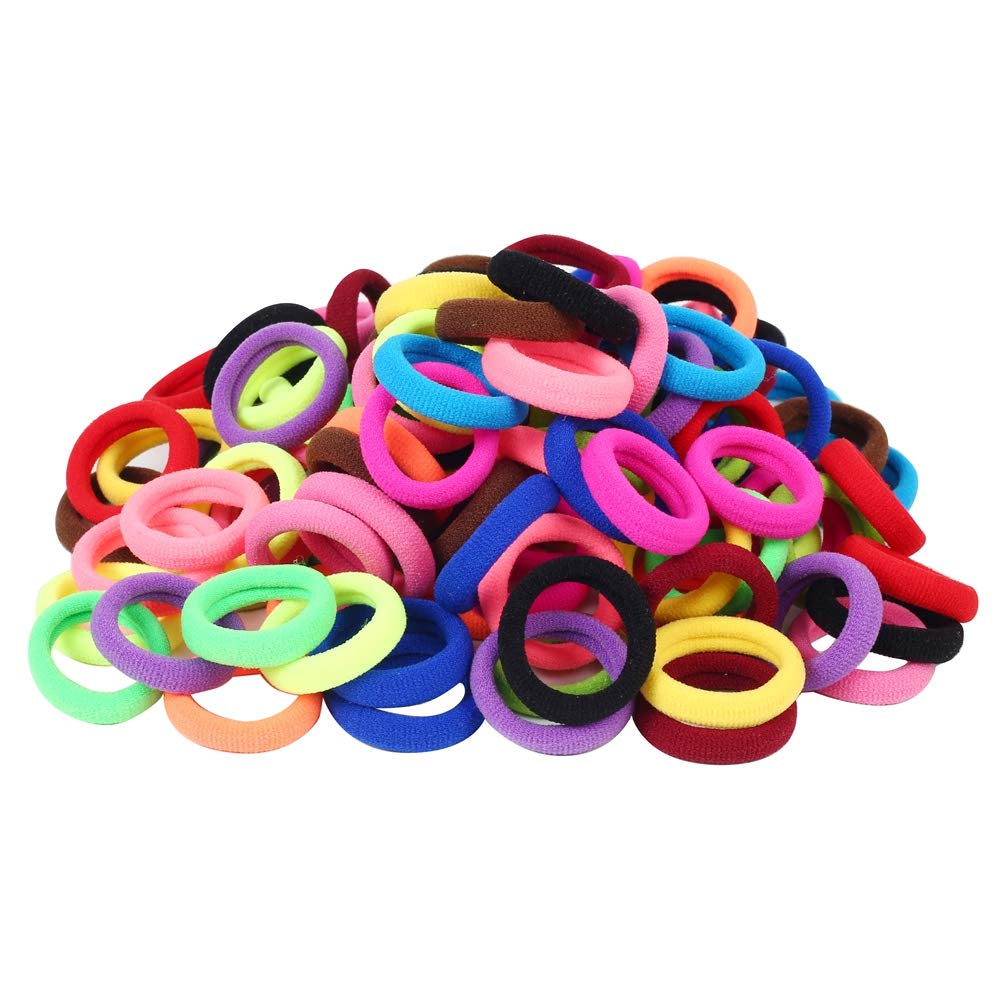 Vibrant QRTVI Baby Hair Ties - Soft Cotton Toddler Ponytail Holders in 15 Colors for Girls and Kids