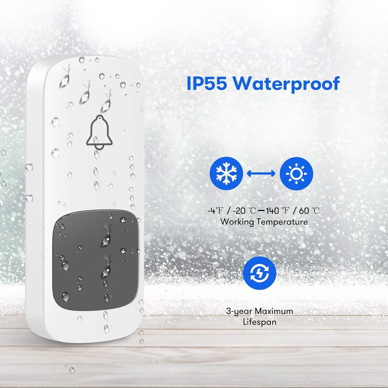 Wireless Doorbell, Remote Door Bell Ringer Wireless Long Range 1300FT with Fabric Finish, Coolqiya Portable Wireless Door Bells with 2Pcs Plug-In Doorbell Chime and 2Pcs Waterproof Ringer Button