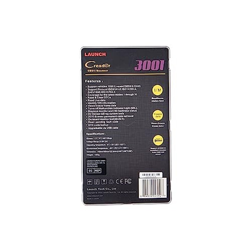 Launch Creader 3001 Obd2 Scanner, Engine Fault Code Reader Mode 6 Can
