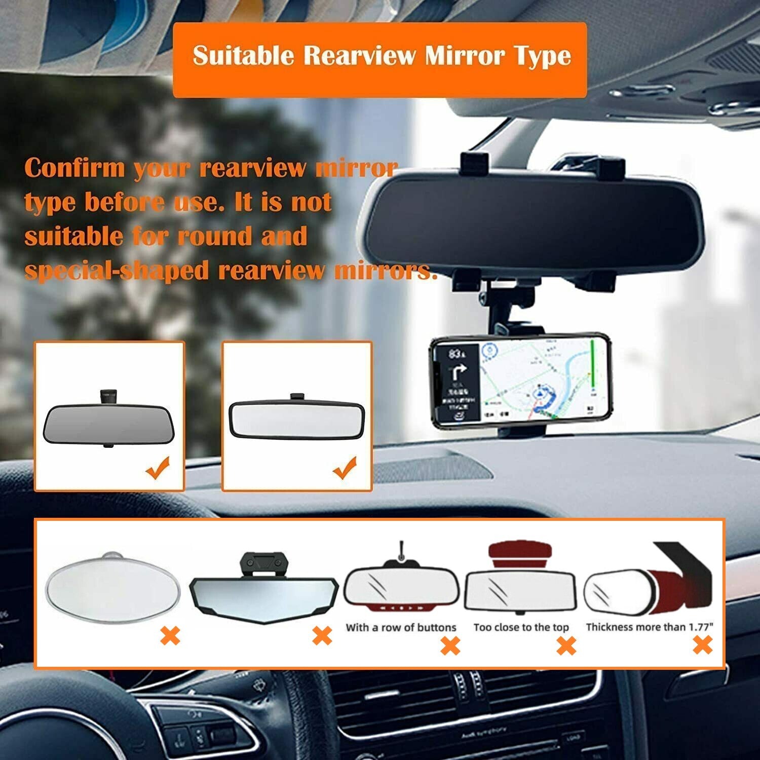 Universal 360° Rotatable Car Phone Mount Holder for Mobile Devices