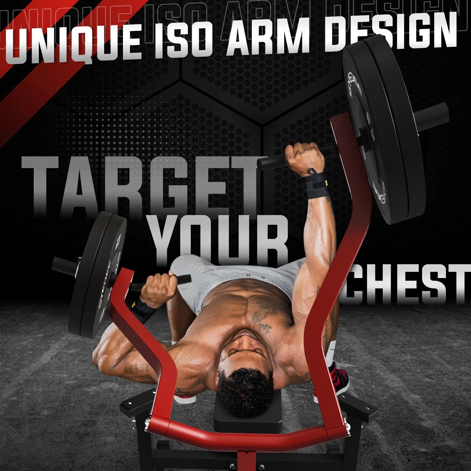 Máquina De Prensa De Pecho, Capacidad De 1250 Lbs Con Brazos Convergentes Independientes, Banco De Fitness Ajustable De Inclinación Plana Para Gimnasio En Casa