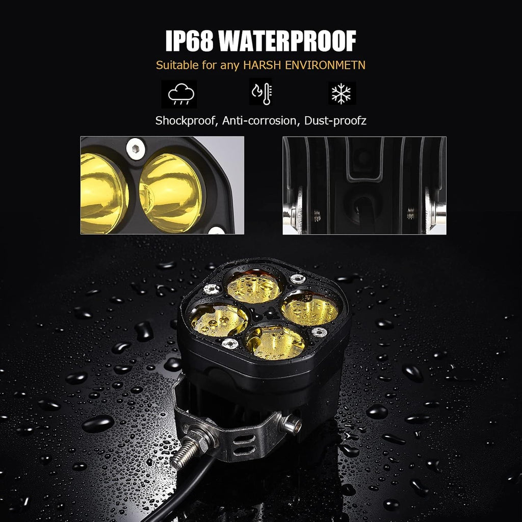 2-Pack 3" 40W Yellow LED Spot Off-Road Light Pods