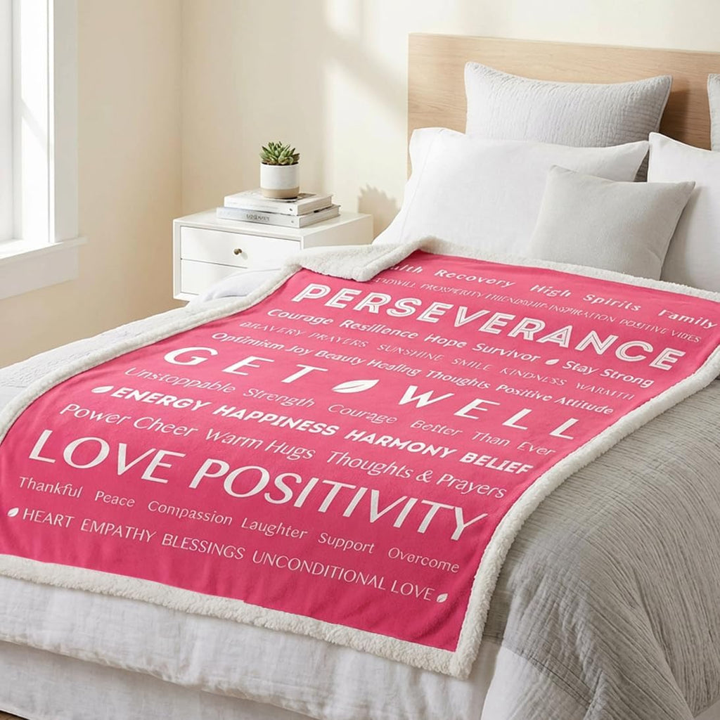 PAVILIA Healing Blanket - Soft Sherpa Throw for Comfort & Care, Perfect Get Well Soon Gift in Pink