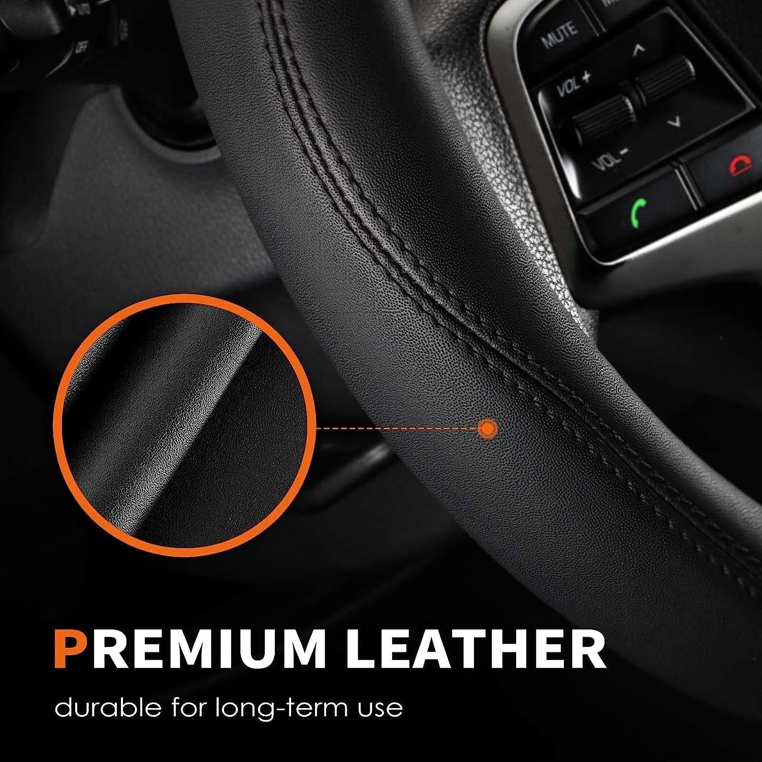 Universal Car Steering Wheel Cover Durable Leather Cover with Anti-Slip Lining 1