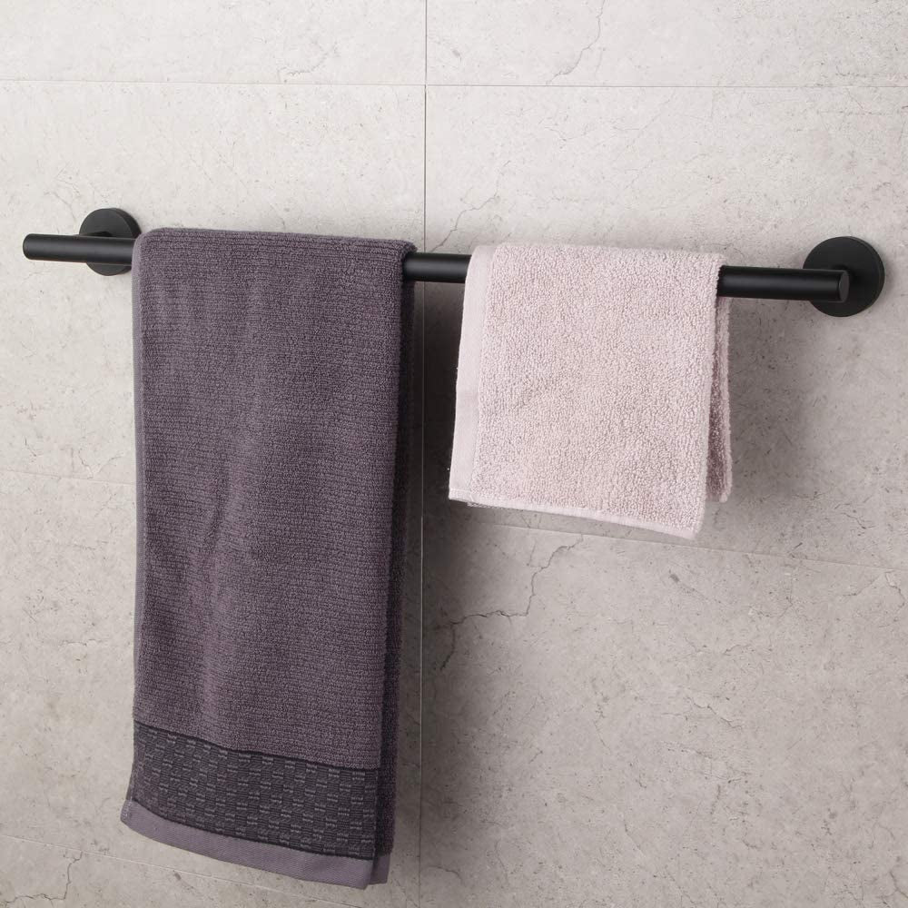 GERZWY 24" Matte Black Stainless Steel Towel Bar - Contemporary Wall Mount for Bathroom & Kitchen