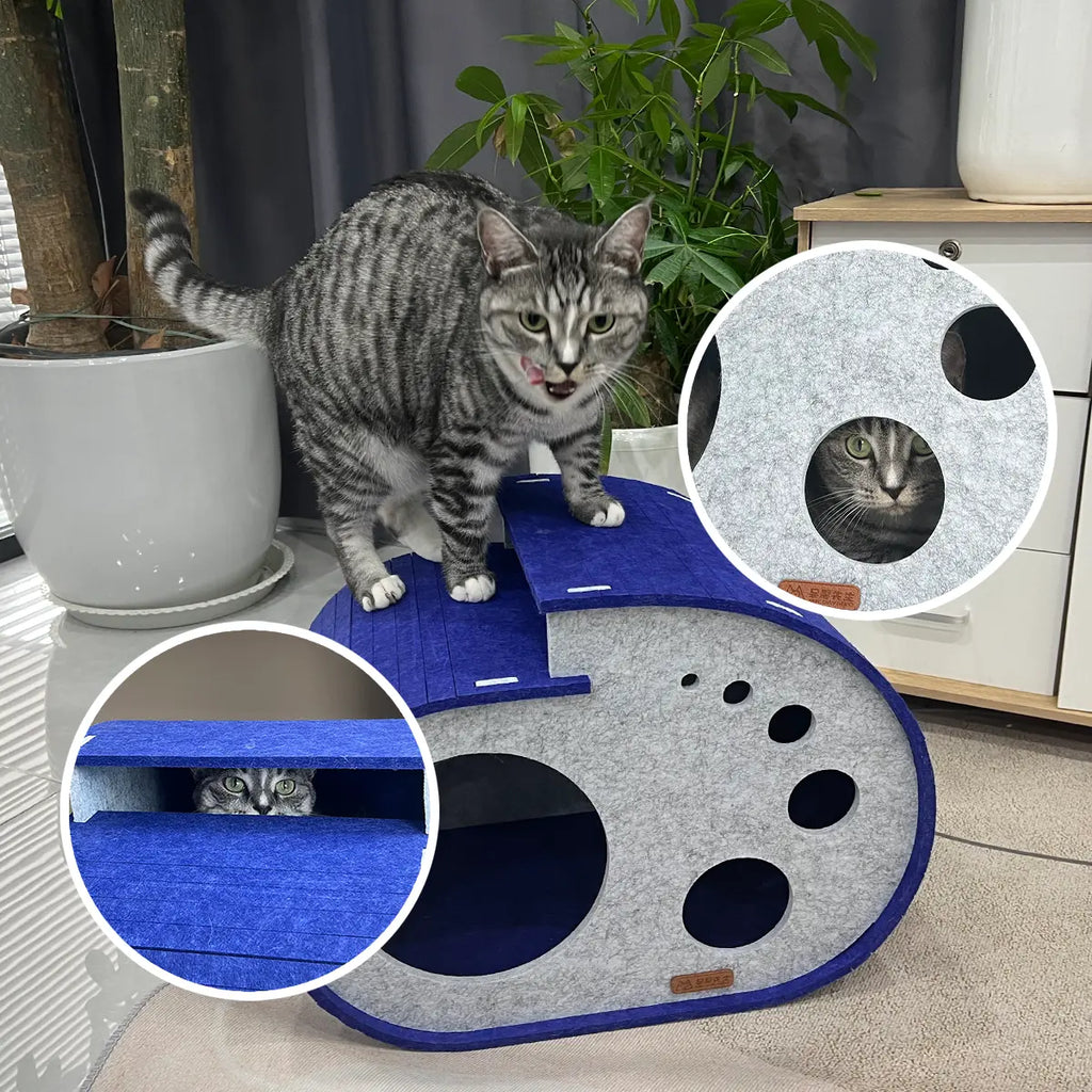 Cozy Cave Waterproof Cat Bed with Space-Saving Design - Detachable Pet Nest for Cats and Dogs