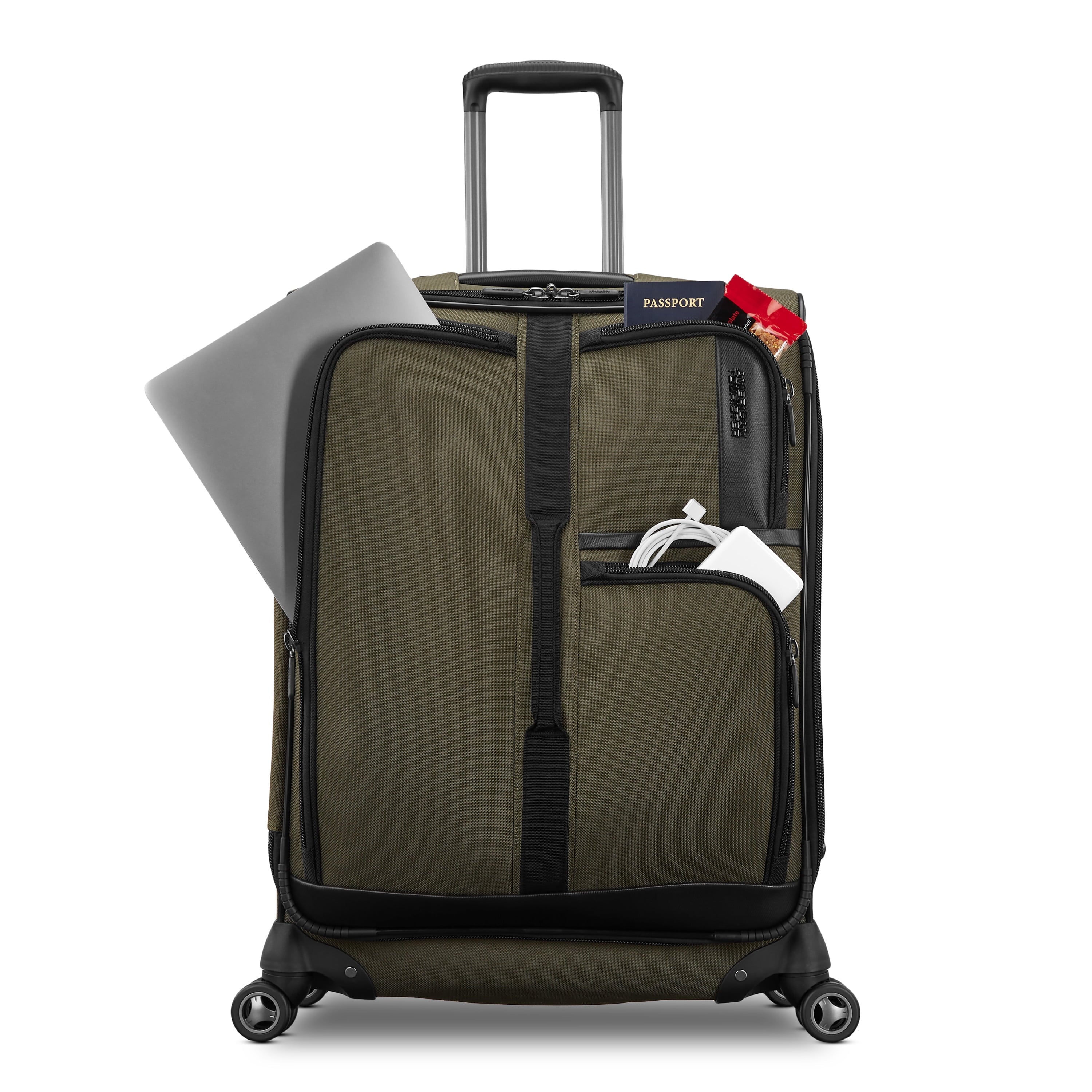 Cargo Max 21" Softside Carry on Spinner Luggage with Divider Pockets, Olive