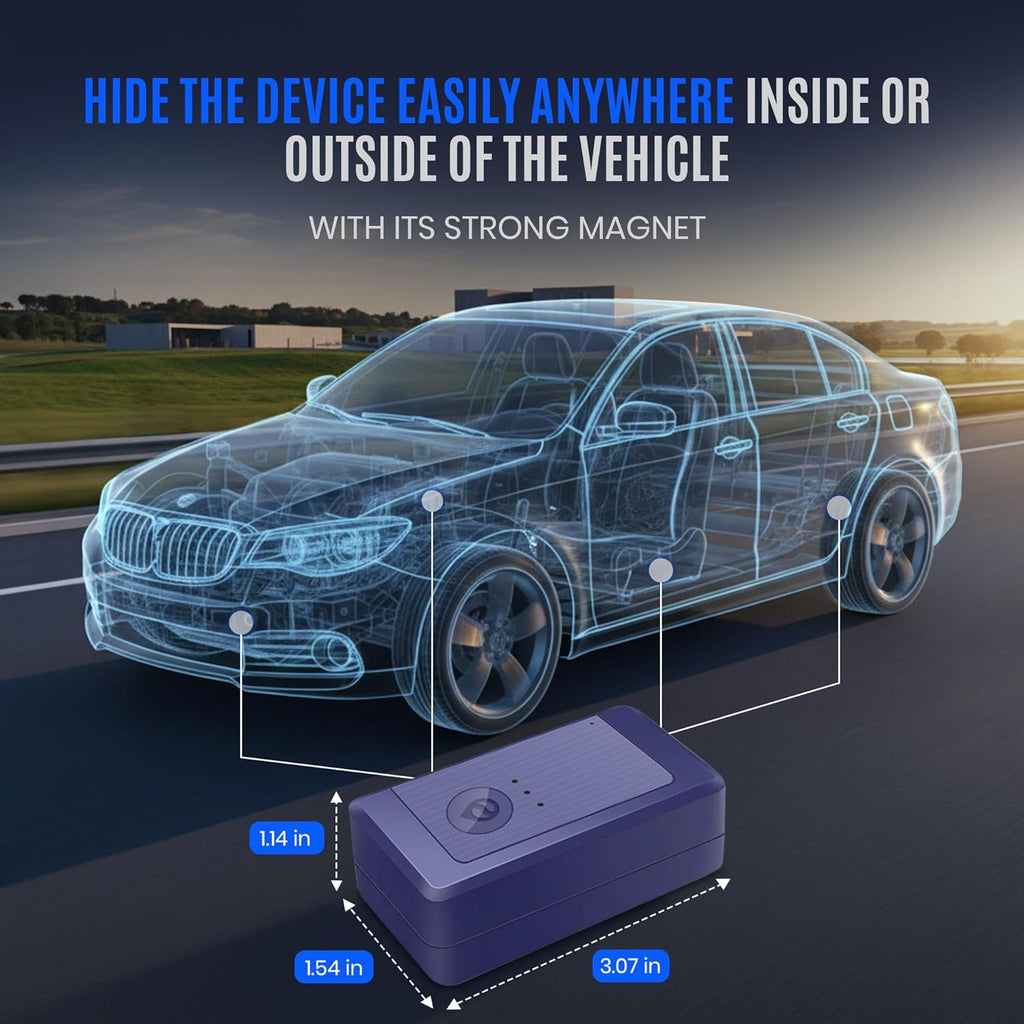 GPS Tracker for Vehicles No Subscription, Magnetic Car Tracker Device Hidden, Live Location, Tracking Device for Cars, SIM Card Included, 60-Day Battery, IP65 Waterproof, Geo-Fence, Route Playback